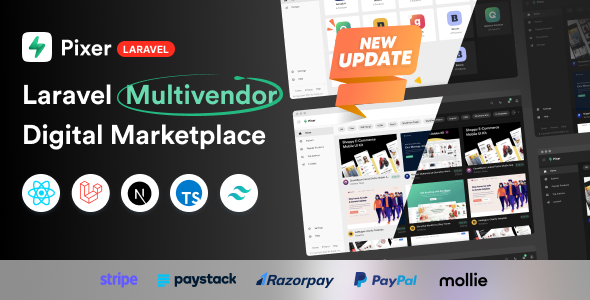 Pixer v6.6.1 - React Laravel Ecommerce Multivendor Digital Marketplace